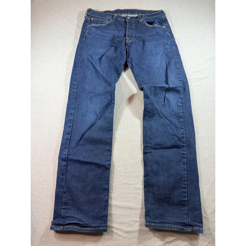 Levi's 501 Original Fit Jeans Mens 34x32 Blue Excellent Dark Wash Button Fly